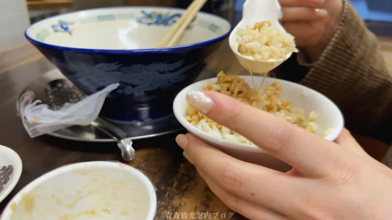 にぼめしセットのご飯と納豆